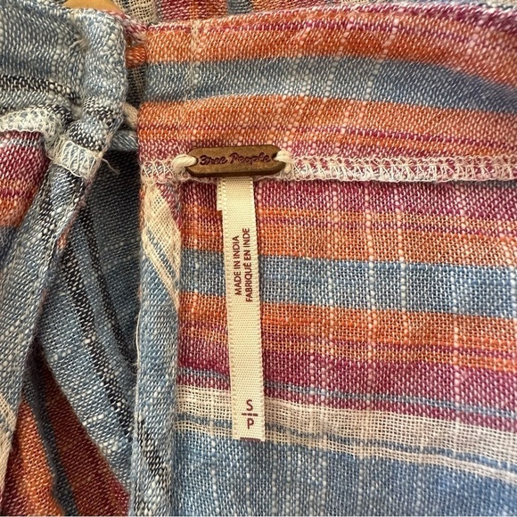Free People Raw Hem Striped Babydoll Lightweight Blouse - Picture 11 of 13